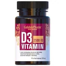 Вітаміни та мінерали Golden Pharm Vitamin D3 2500 IU 90 капсул