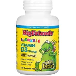 Вітамін D для дітей Natural Factors Big Friends Vitamin D3 400 IU, 250 жувальних таблеток