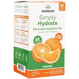 Електролітний комплекс Swanson Simply Hydrate Electrolyte Hydration Mix 30 апельсинових стіків
