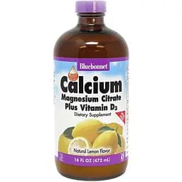 Витамины и минералы Bluebonnet Calcium Magnesium Citrate plus Vitamin D3 472 мл Лимон