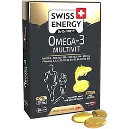 Мультивітаміни Swiss Energy з Омега-3, 12 вітамінів, 30 гелевих капсул