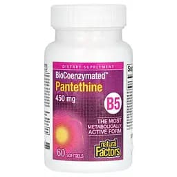 Вітамін B5 Natural Factors BioCoenzymated B5 Pantethine 450 мг 60 гелевих капсул