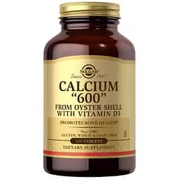 Натуральна добавка Solgar Calcium 600 мг from oyster shell with vitamin D3, 120 пігулок