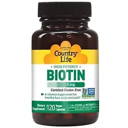 Витамины и минералы Country Life High Potency Biotin 5 мг 120 капсул