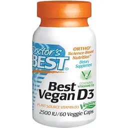 Веганський вітамін D3 Doctor's Best 2500 IU 60 гелевих капсул