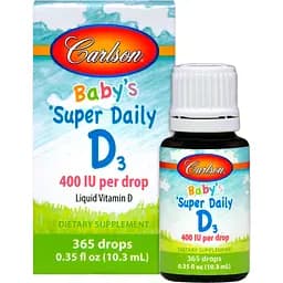 Вітамін D3 для дітей Carlson Baby's Super Daily D3 400 МО у краплях 10.3 мл