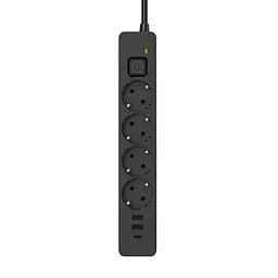 Мережевий фільтр-подовжувач СolorWay 4 розетки/3USB (2USB-A + 1 TYPE-C) (24W) Black 2 м (CW- CHE432PDB)