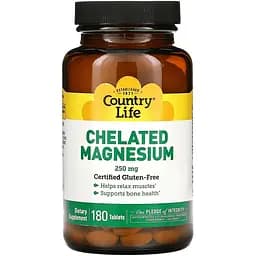 Магній Хелатний Country Life 250 мг 90 пігулок