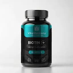 Біотин VitalHarmony Biotin Plus 90 капсул для підтримки здоров'я волосся шкіри та нігтів