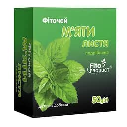 Фіточай "М'яти листя подрібнене" 50 г, дієтична добавка