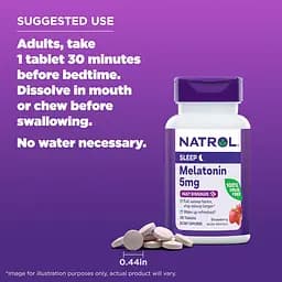 Мелатонін Natrol швидкорозчинний зі смаком полуниці 5 мг 30 таблеток - мініатюра 9