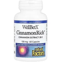Екстракт кориці Natural Factors WellBetX CinnamonRich 150 мг 60 капсул