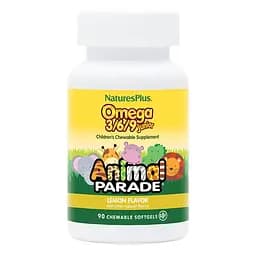 Жирні кислоти Natures Plus Animal Parade Omega 3-6-9 Junior, 90 капсул - Лимон