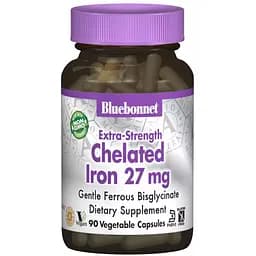 Залiзо хелатне Bluebonnet Nutrition Albion супер сильне 90 вегетаріанських капсул