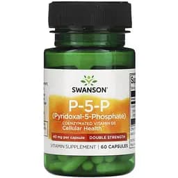Вітамін B6 Swanson P-5-P 40 mg Double Strength, 60 капсул для підтримки нервової та серцево-судинної системи