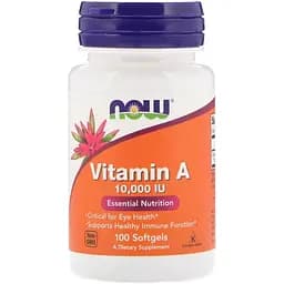 Витамины и минералы Now Vitamin A 10000 IU 100 капсул