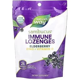 Экстракт черной бузины, цинк и витамин C Nature's Way Sambucus Immune Lozenges, 24 леденца для поддержки иммунной системы