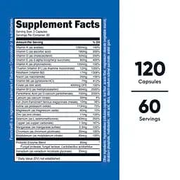 Мультивітаміни з пробіотиками Nutricost Multivitamin, Probiotics + 22 вітаміни та мінерали 120 капсул - мініатюра 3