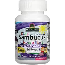 Чорна бузина для дітей Nature's Answer Kid's Sambucus Chewables Black Elderberry + Vitamin C and Zinc 45 жувальних таблеток