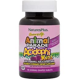 Пробіотики і пребіотики Natures Plus Animal Parade Acidophi Kidz 90 жувальних таблеток - ягоди