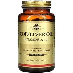 Жирные кислоты Solgar Cod Liver Oil Vitamin A & D 250 капсул
