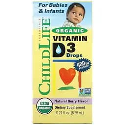 Вітаміни та мінерали ChildLife Organic Vitamin D3 Drops Liquid 400 МЕ 6.25 мл