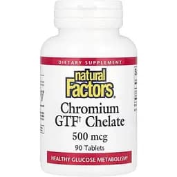 Хелат хрому Natural Factors Chromium GTF Chelate 500 mcg, 90 таблеток