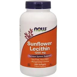 Натуральная добавка Now Sunflower Lecithin 1200 mg 200 капсул