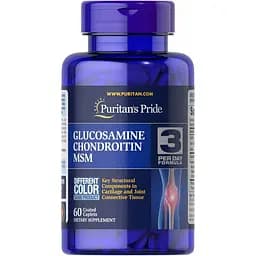 Глюкозамін хондроїтин і МСМ Puritan's Pride Glucosamine Chondroitin MSM Double Strength 60 капсул