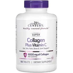 Препарат для суглобів і зв'язок 21st Century Super Collagen Plus Vitamin C 6000 mg 180 таблеток