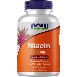 Вітаміни та мінерали Now Niacin 500 мг 250 таблеток