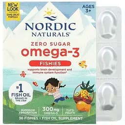 Риб'ячий жир Nordic Naturals Nordic Omega-3 Fishies для дітей фрукти 300 мг 36 желе