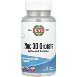 Цинк оротат KAL Zinc 30 Orotate Sustained Release, 90 таблеток