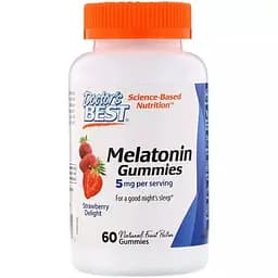 Мелатонін Doctor's Best Melatonin Gummies 5 мг 60 желейних цукерок зі смаком полуниці