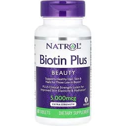 Біотин Плюс із Лютеїном Natrol Biotin Plus with Lutein 60 таблеток
