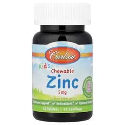 Цинк для дітей Carlson Kid's Chewable Zinc смак ягід 5 мг 42 жувальні таблетки