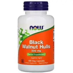 Натуральна добавка Now Black Walnut Hulls 500 mg 100 капсул