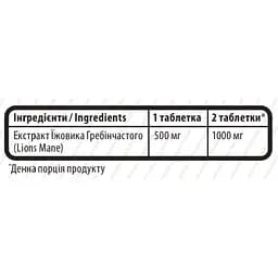 Гриб їжовик гребінчастий або Левова грива Sporter Lion's Mane 500 мг 60 таблеток - мініатюра 2