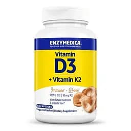 Вітаміни та мінерали Enzymedica Vitamin D3 + Vitamin K2 60 капсул
