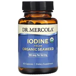 Йод з органічних морських водоростей Iodine From Organic Seaweed Dr. Mercola 650 мкг 60 капсул 