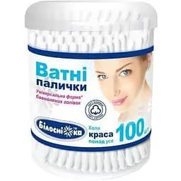 Ватні палички Білосніжка в циліндричній упаковці 100 шт.