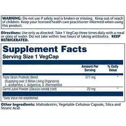 Ацидофіли, пробіотик та пребіотик морквяного соку Solaray Acidophilus 3 Strain Probiotic & Prebiotic Carrot Juice 30 вегетаріанських капсул - мініатюра 2