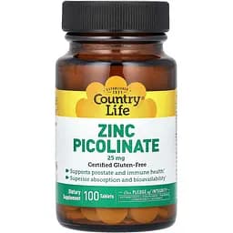 Вітаміни Country Life Піколінат цинку 25 мг 100 пігулок