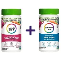 Набір: мультивітаміни для жінок Rainbow Light Women's One 30 вегетаріанських таблеток + мультивітаміни для чоловіків Rainbow Light Men's One 30 вегетаріанських таблеток