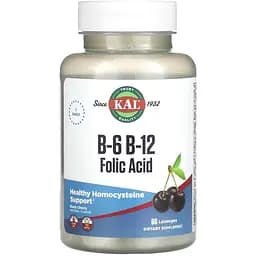 Вітаміни B6, B12 та фолієва кислота KAL смак ягід 60 льодяників