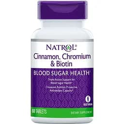 Натуральна добавка Natrol Cinnamon Chromium & Biotin 60 таблеток