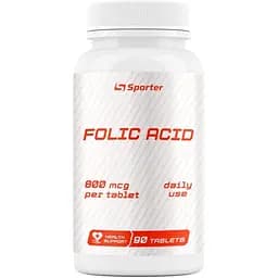 Вітаміни та мінерали Sporter Folic Acid 800 мкг 90 таблеток
