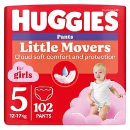 Підгузки-трусики для дівчаток Huggies Little Movers Pants 5 (12-17 кг) 102 шт.