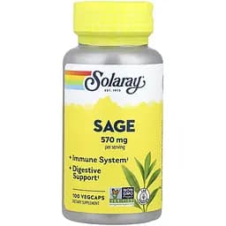 Шавлія Solaray Organically Grown Sage Leaf 570 мг 100 веганських капсул - мініатюра 1