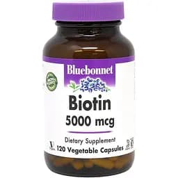 Витамины и минералы Bluebonnet Biotin 5000 мг 120 вегакапсул